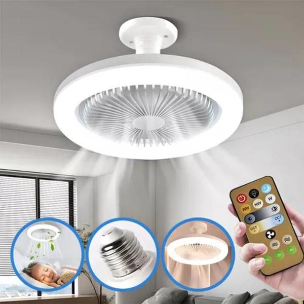 Imagem de teto com luz  teto moderno 30 W com controle remoto, lâmpada ventilador LED 2 em 1, ventiladores teto com três pás