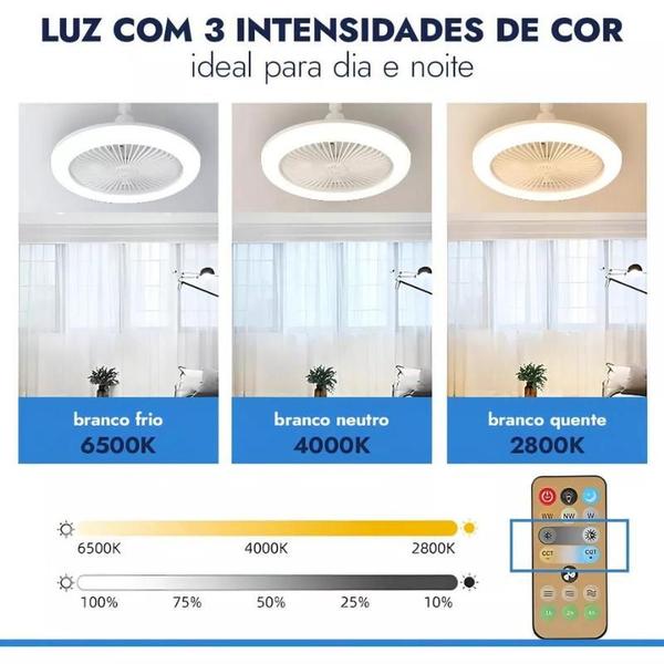 Imagem de teto com luz  teto moderno 30 W com controle remoto, lâmpada ventilador LED 2 em 1, ventiladores teto com três pás