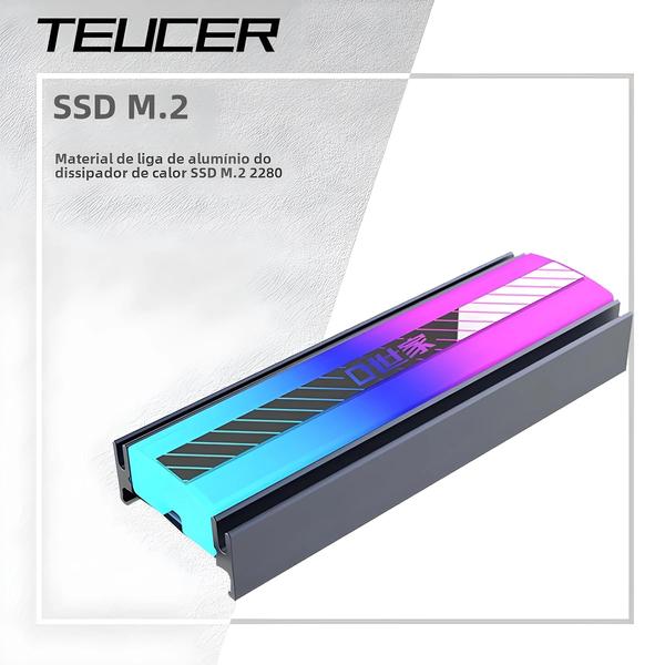 Imagem de TEUCER-M.2 NVME Dissipador de calor SSD, Solid State Drive, 3Pin, ARGB, luzes coloridas, 2280, 5V