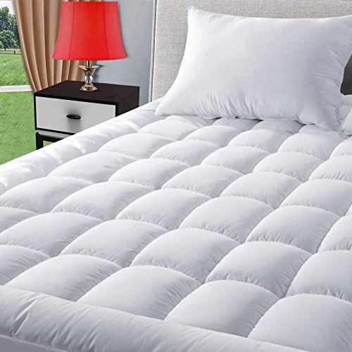 Imagem de TEXARTIST King Mattress Pad Cooling Capa de colchão acolchoada de algodão Pillow Top Protetor de colchão equipado com bolso profundo 8-21” Protetor de colchão macio respirável