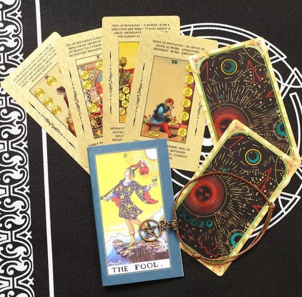 Imagem de The Rider Waite Gold Foil Tarot Tarô de Cartas Douradas Baralho Plastificado Impermeável