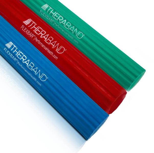 Imagem de THERABAND FlexBar, Barra de Terapia do Cotovelo de Tenista, Aliviar a Dor da Tendinite e Melhorar a Força de Preensão, Barra de Resistência para Golfistas Cotovelo e Tendinite, 3 pacotes, Leve-Médio-Pesado, VERMELHO / VERDE / AZUL