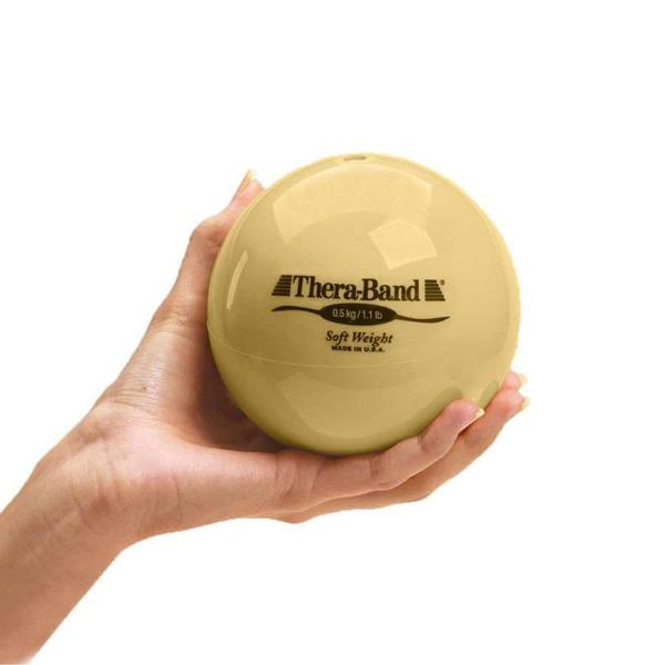 Imagem de THERABAND Peso Macio, 4,5 "Diâmetro Mão Realizada Bola em forma de bola isotônica ponderada para exercícios isométricos, treinamento de força e exercícios de reabilitação, fortalecimento do ombro e reabilitação cirúrgica, bronzeado, 1,1 libra