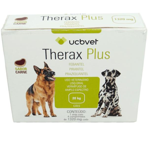 Imagem de Therax Plus 1320mg Com 4 comprimidos VermífugoUCBVET Kit Com 2