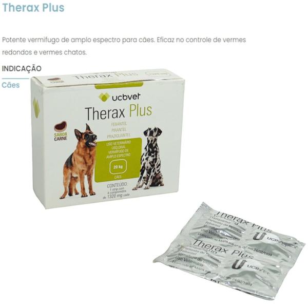 Imagem de Therax Plus 1320mg Com 4 comprimidos VermífugoUCBVET Kit Com 6