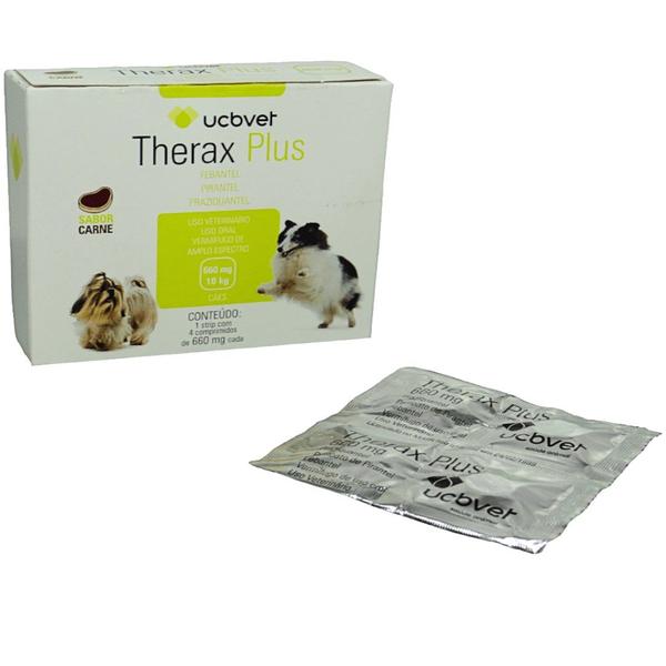 Imagem de Therax Plus 660mg Com 4 comprimidos VermífugoUCBVET Kit Com 3