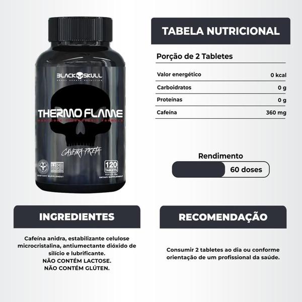 Imagem de Thermo Flame 120 Caps + Glutamina Turbo 150g Black Skull