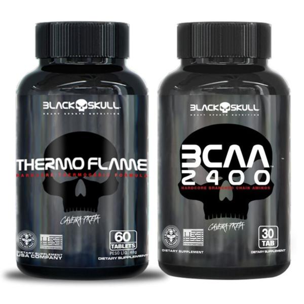 Imagem de Thermo Flame 60 Caps Cafeína + Bcaa 30 Caps Black Skull