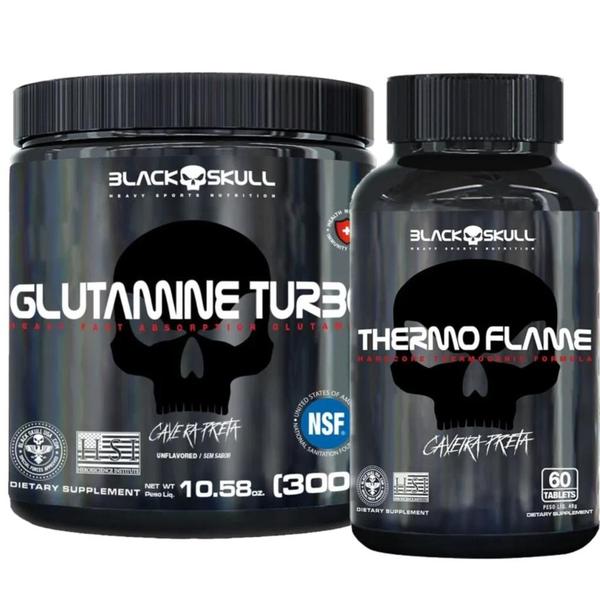 Imagem de Thermo Flame 60 Caps + Glutamina Turbo 300g Black Skull