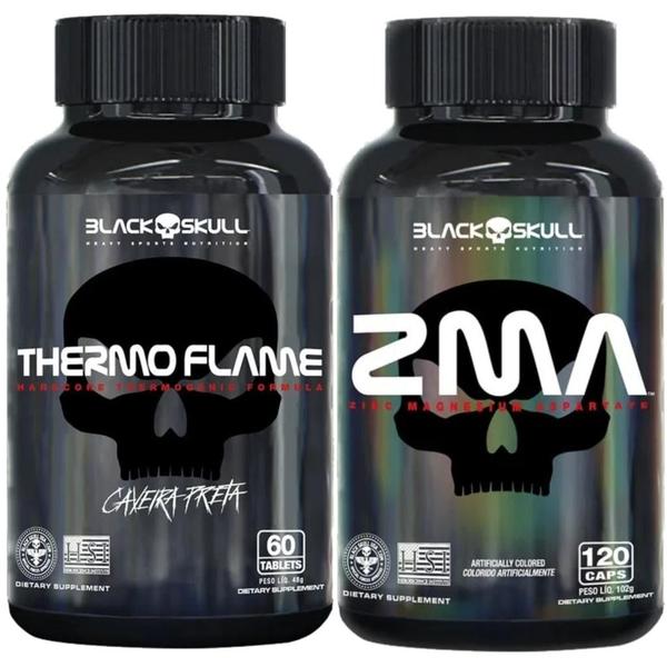 Imagem de Thermo Flame 60 Caps Termogênico + Zma 120 Caps Black Skull