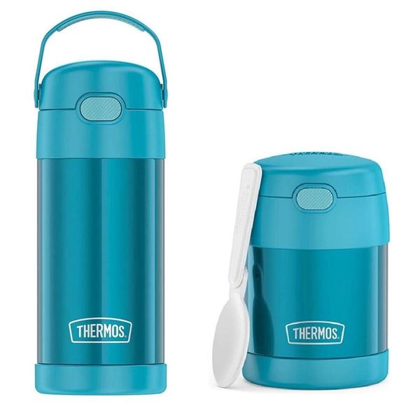 Imagem de Thermos Funtainer Pote Com Colher E Garrafa Azul Turquesa