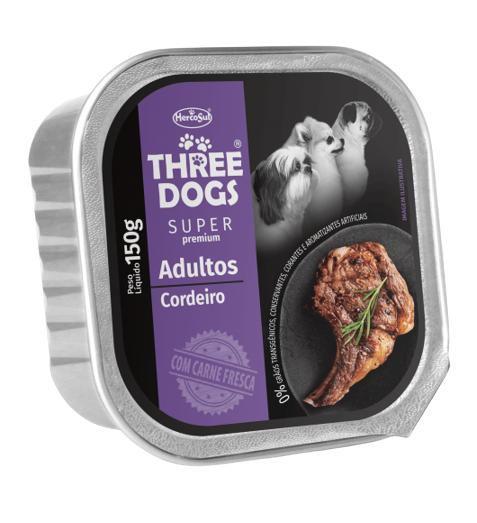 Threedogs pate adultos cordeiro 150g - HERCOSUL Imagem de Threedogs pate adultos cordeiro 150g