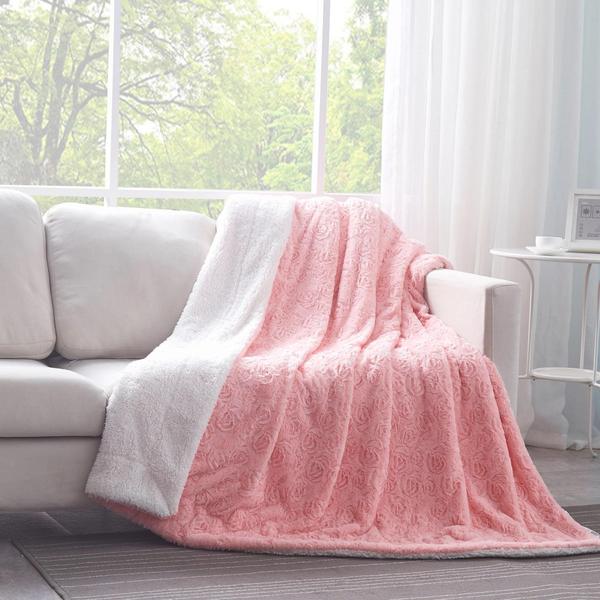 Imagem de Throw Bedding DaDa Bedding Luxury Faux Fur Roses rosa 50x60cm