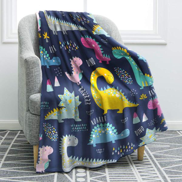 Imagem de Throw Blanket Jekeno Cartoon Dinosaurs 100% microfibra 130x1