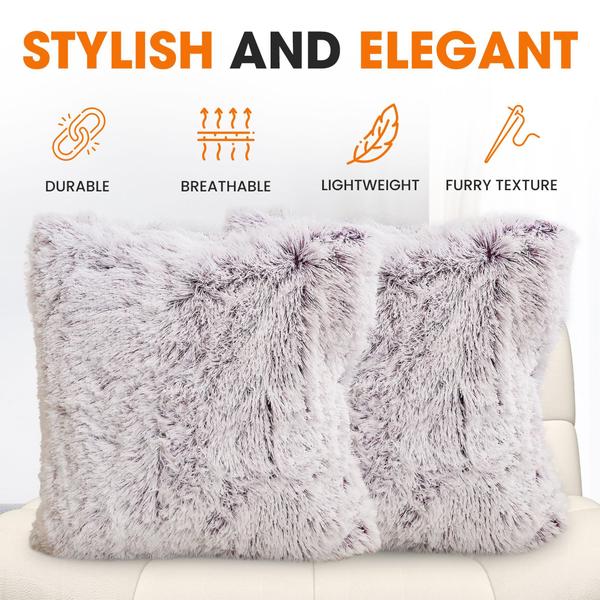 Imagem de Throw Pillows Cheer Collection Fluffy Shaggy Faux Fur Purple