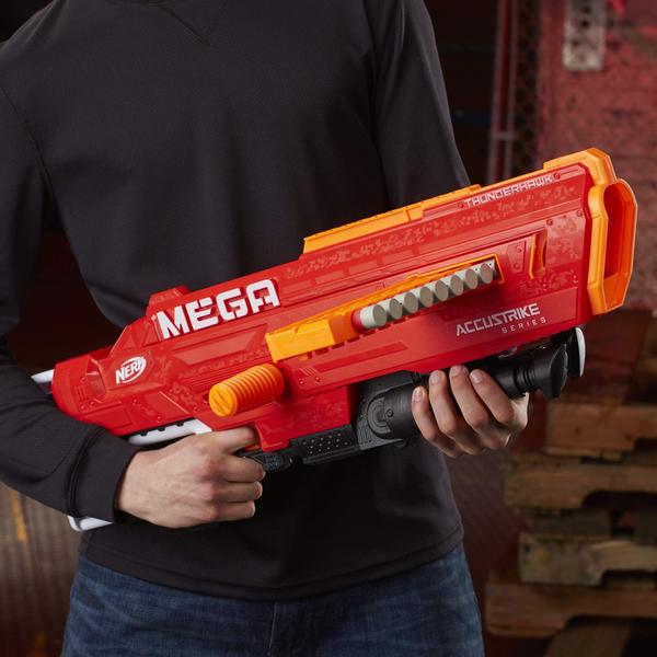 Imagem de Thunderhawk Nerf AccuStrike Mega Toy Blaster - Nerf Blaster mais longo - 10 AccuStrike Nerf Mega Dardos Oficiais, 10-Dart Clip, Bipod