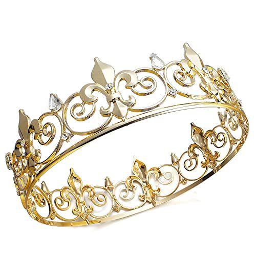 Imagem de Tiaras Crown YOVECATHOU Royal Full King Metal Cosplay Gold