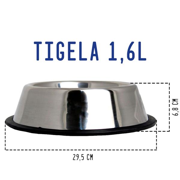 Imagem de Tigela Antiderrapante Inox Grande 1.6 Litros Para Cães 4 Unidades