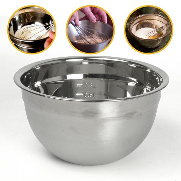 Imagem de Tigela Bowl Bacia De Inox Graduado Com Medidor Saladeira Profissional 18cm Multiuso