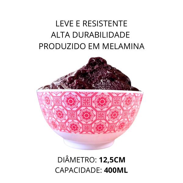 Imagem de Tigela Bowl em Melamina Vermelho Decorado Sobremesa 400ml