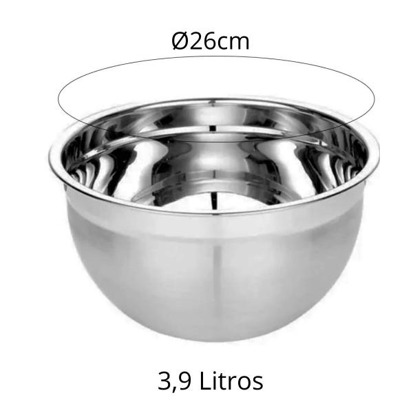 Imagem de Tigela Bowl German Bacia Funda Multiuso Inox 3,9 Litros 26cm