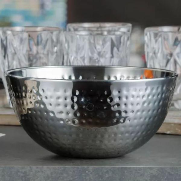 Imagem de Tigela Bowl Inox Bacia Aço Saladeira Grande Recipiente Prata