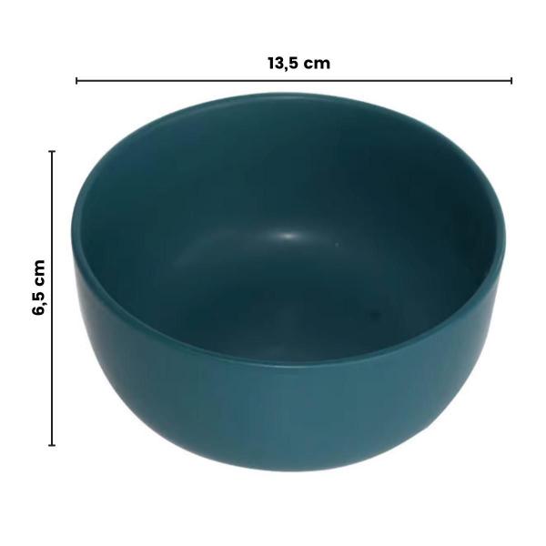 Imagem de Tigela Bowl Redonda 340Ml Cerâmica Lisa Azul Petróleo Fosco