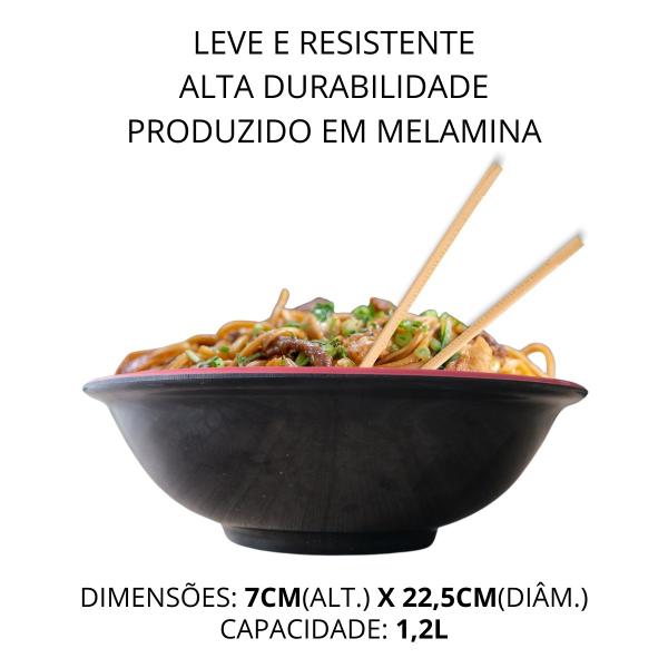 Imagem de Tigela Bowl Saladeira Grande Redonda Oriental em Melamina 1,2L