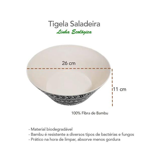 Imagem de Tigela Bowl Saladeira Redonda Fibra de Bambu Etnica 1un