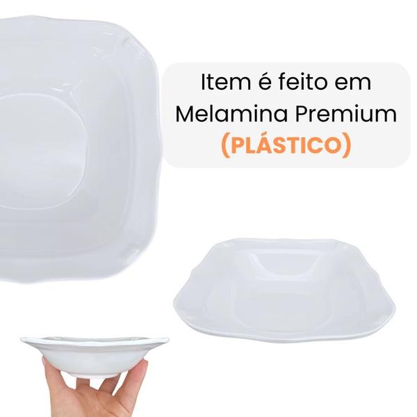 Imagem de Tigela Branca Quadrada 250 Ml em Melamina / Plastico Detalhes Nas Bordas para Finger Food  Bestfer 