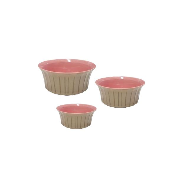 Imagem de Tigela Ceramica Rosa Bege Bowl Petisco 3un