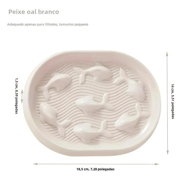 Imagem de Tigela de Alimentação Lenta para Gatos - Formato Oval de Peixe