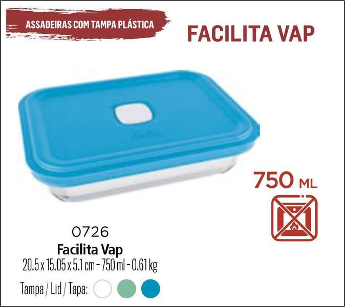 Imagem de Tigela de Vidro com Tampa Facilita Vap 750ml Pote Médio