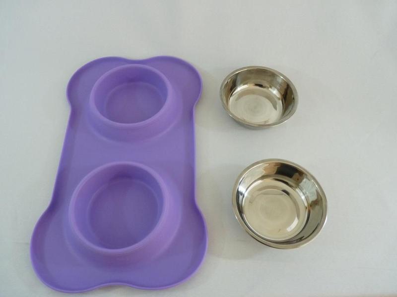 Imagem de Tigela Dupla de Inox com Base em Silicone - Lilás - P