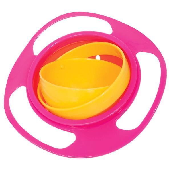 Imagem de Tigela Infantil Bebê 130ml 12+Meses Tigela Bolha Giratória Com Tampa Giro Bowl 360 Rosa Buba