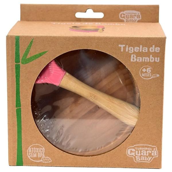 Imagem de Tigela Infantil De Bambu Com Ventosa Rosa - Turminha Guará