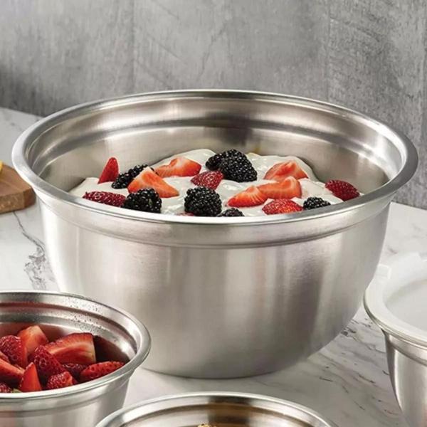 Imagem de Tigela Mixing Bowl em aço inox para salada, cozinha 4 L