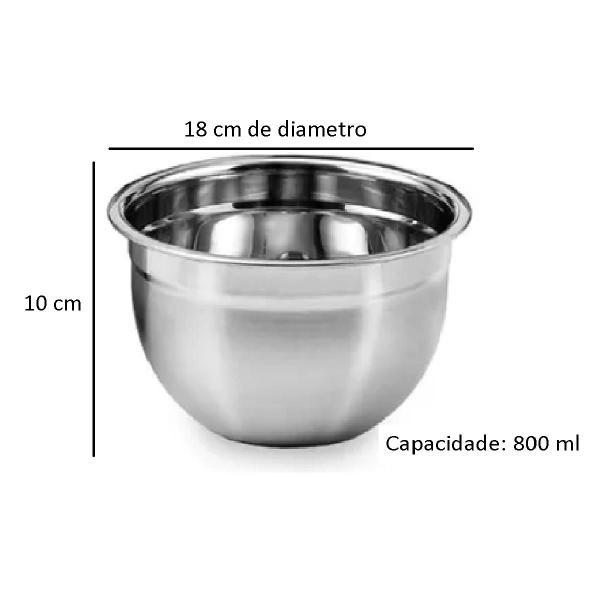 Imagem de Tigela Mixing Bowl em aço inox para salada, cozinha 800 ml