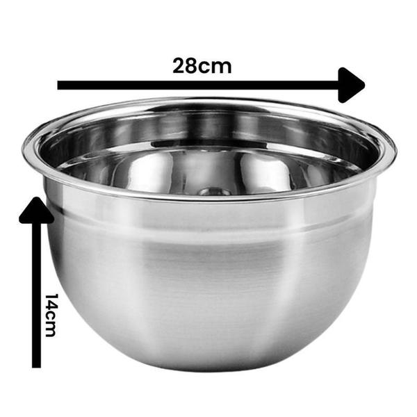 Imagem de Tigela Mixing Bowl Inox (28 Cm) Saladeira Redonda Culinária