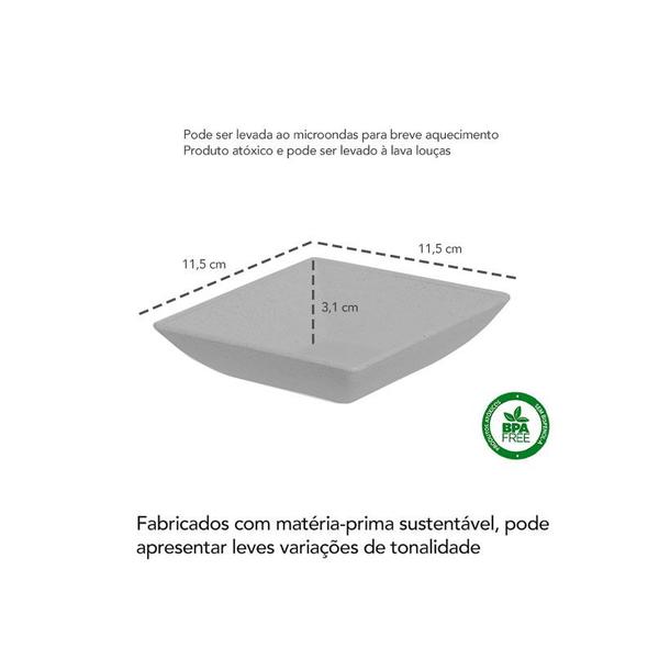 Imagem de Tigela Petisqueira Quadrada Bege Marfim Kit ECO 3un