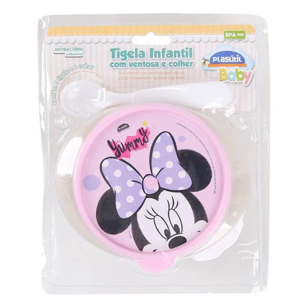 Imagem de Tigela Plástico 240ml com Ventosa Colher e Tampa Minnie Baby