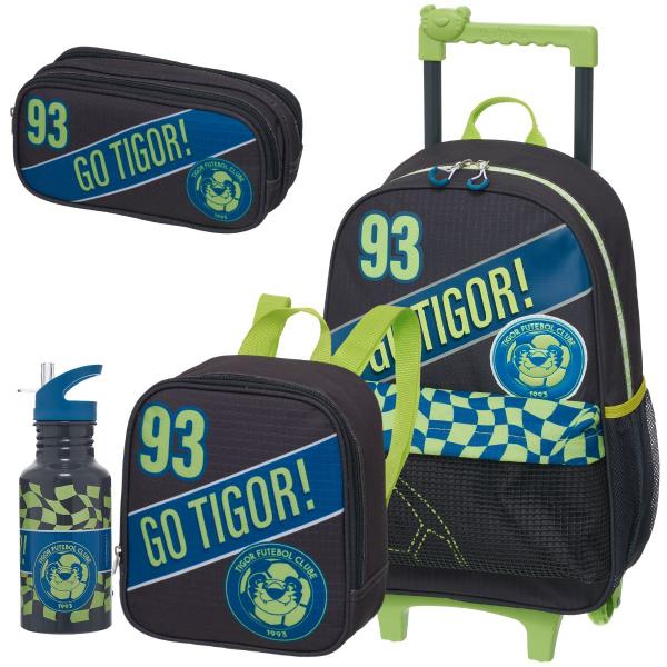 Imagem de TIGOR FC - Mochila Carrinho + Lancheira + Estojo Duplo + Garrafa