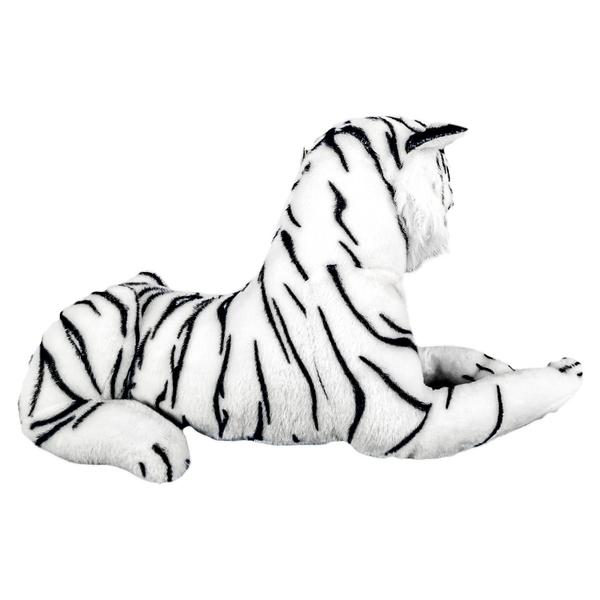 Imagem de Tigre Branco De Pelúcia Safari Realista 75 cm Deitado Lindo Macio Caa Toys