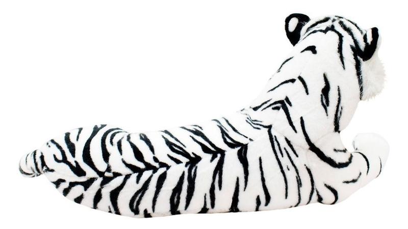 Imagem de Tigre Branco Deitado Realista 70cm -  Pelúcia