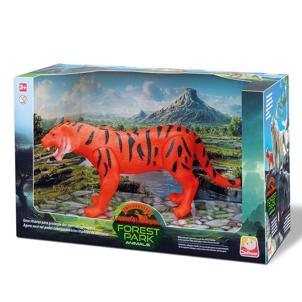 Tigre Brinquedo Animal Realista Articulado Vinil 28cm-Silmar