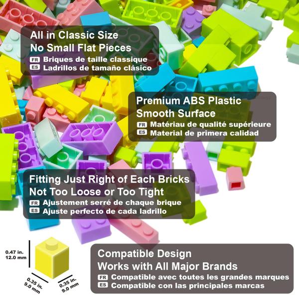 Imagem de Tijolos de construção Bestoyz 1000 peças em cores pastel para crianças a partir de 4 anos