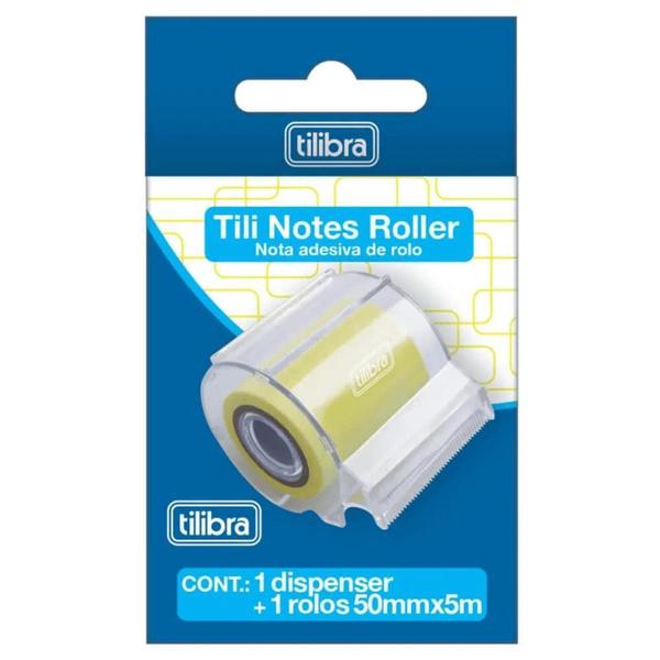 Imagem de Tili Notes Roller Amarelo + Dispenser Nota adesivas de rolo Tilibra