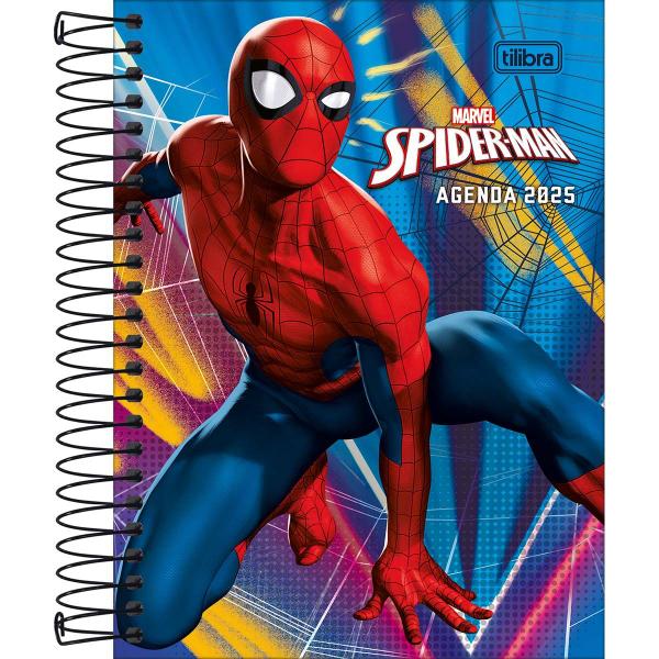 Imagem de Tilibra - Agenda Espiral Diária 11,7 x 16,4 cm Spider-Man 2025 - Spider-Man fundo azul e roxo