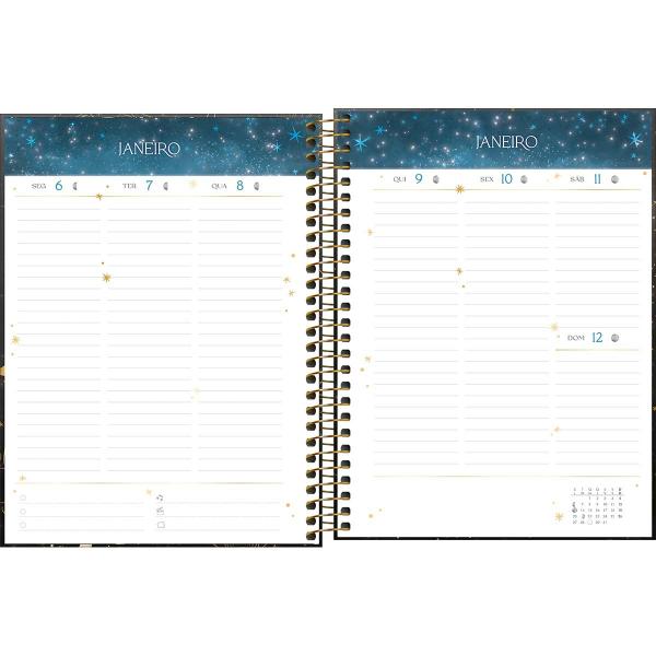 Imagem de Tilibra - Planner Espiral 17,7 x 24 cm Magic 2025 - Signos fundo azul escuro