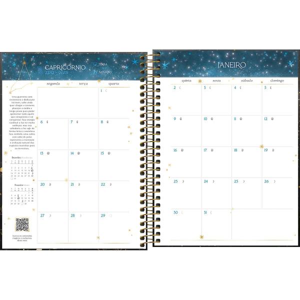 Tilibra - Planner Espiral 17,7 x 24 cm Magic 2025 - Signos fundo azul escuro Imagem de Tilibra - Planner Espiral 17,7 x 24 cm Magic 2025 - Signos fundo azul escuro
